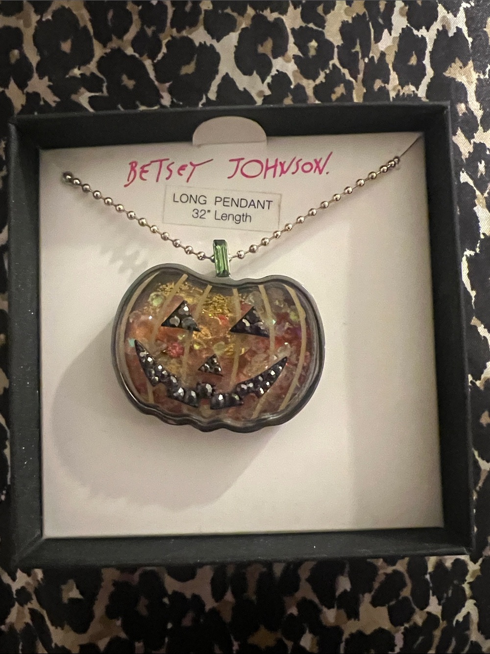 Betsey Johnson Halloween Pumpkin Jack-O'-Lantern Pendant Necklace